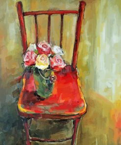 Flowers On Red Chair paint by number