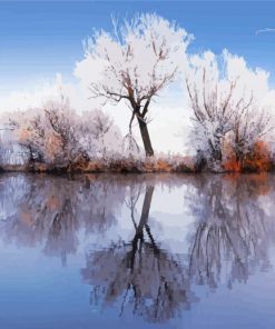 Frozen Trees Lake paint by number