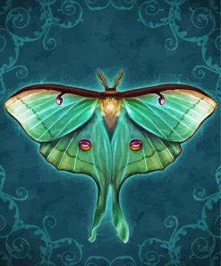 Green Luna Moth Art paint by number