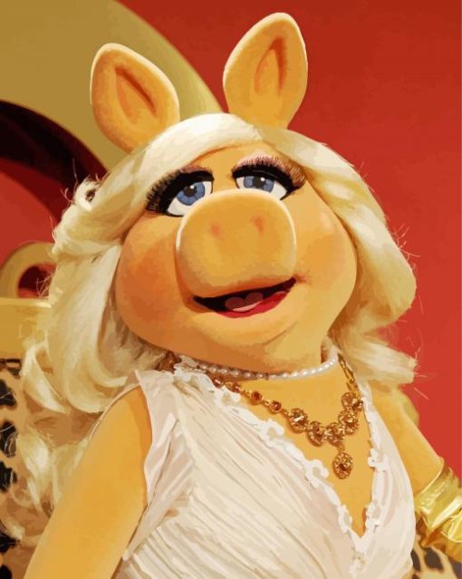 Miss Piggy In White Dress paint by number