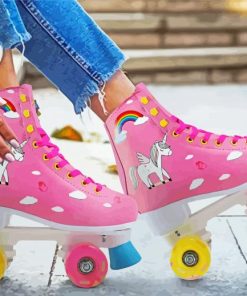 Pink Rollerblades paint by number