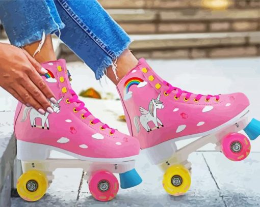 Pink Rollerblades paint by number