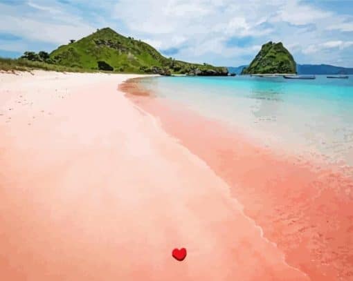 Pink Sand Beach Komodo Island paint by number