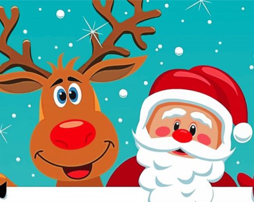 Santa Claus And Rudolph paint by number