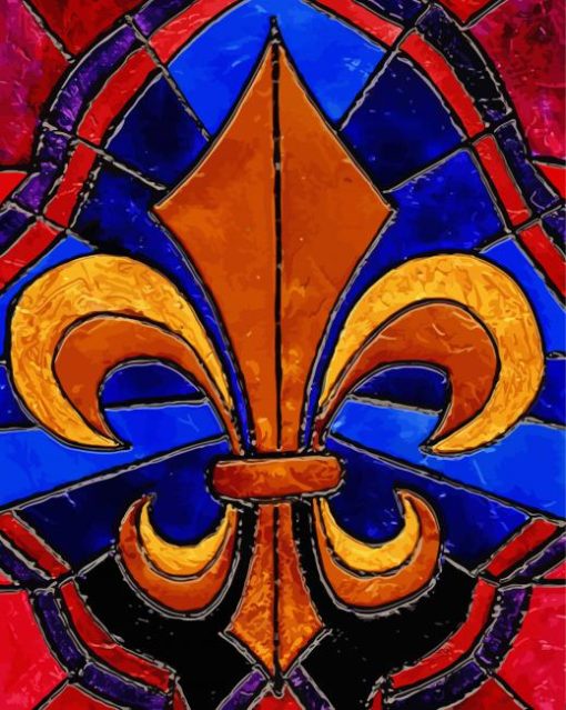 Stained Glass Fleur De Lis paint by number