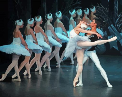 Swan Lake Ballerina Dancers Scene paint by number