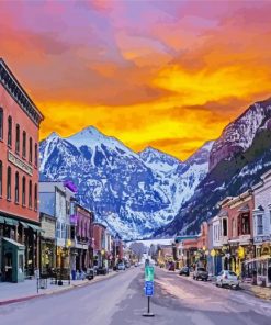 Telluride Town At Sunset paint by number