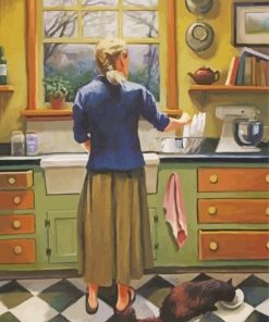 Woman Wash Dishes Art paint by number