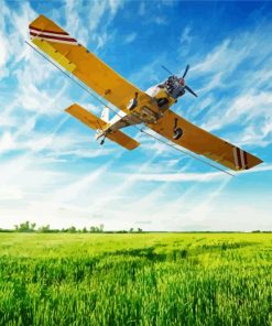 Yellow Crop Duster Plane paint by number