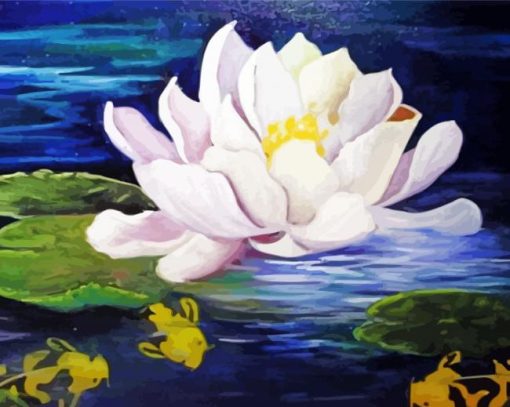 Aesthetic White Lily Pond paint by number