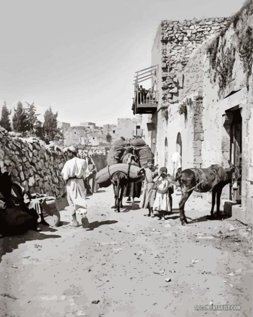 Black And White Old Ramallah Street paint by number