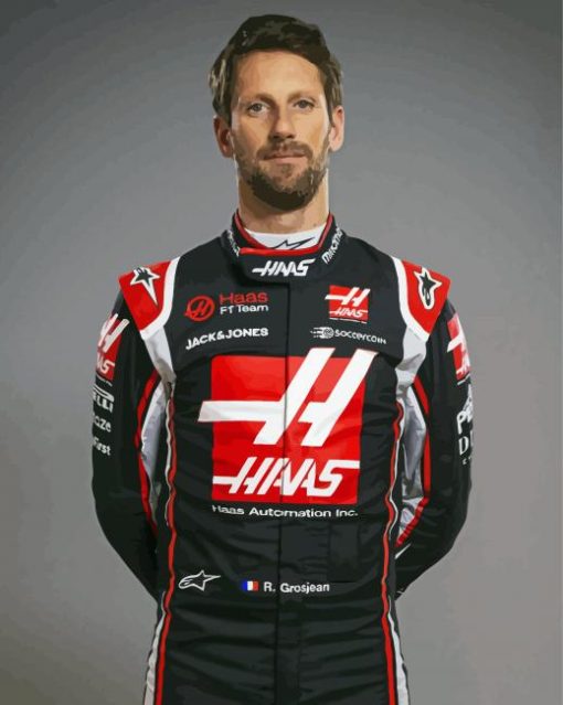 Car Racer Romain Grosjean paint by number