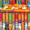 Cats In Bookshelves Library paint by number