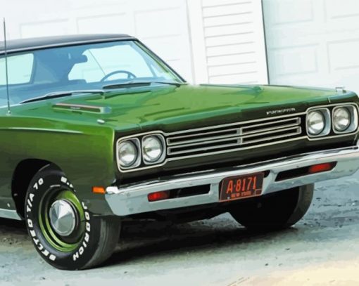 Green 1969 Plymouth Roadrunner paint by number