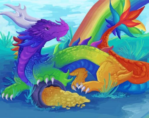 Rainbow Dragon Paint by number