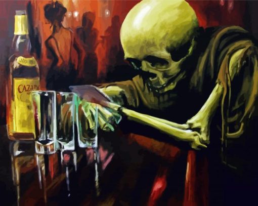 Sad Skeleton At Bar paint by number