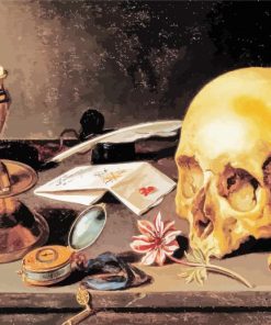 Still Life With A Skull And A Writing Quill paint by number