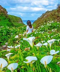 Woman In Calla Lily Valley paint by number