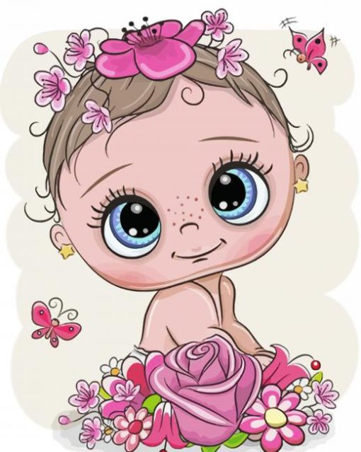 Baby With Flowers paint by number