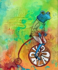 Blue Frog On Bicycle paint by number