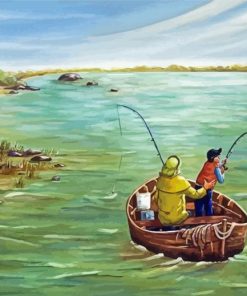 Grandpa Fishing With Grandson Art paint by number