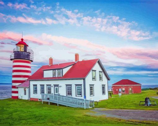 Maine West Quoddy Lighthouse paint by number