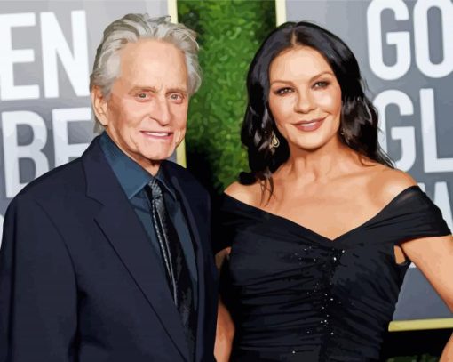 Michael Douglas And His Wife paint by number