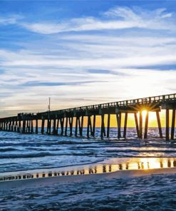 Sunset Panama Beach Pier paint by number