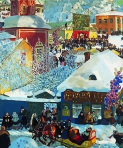 Winter Shrovetide Festivities By Boris Kustodiev paint by number