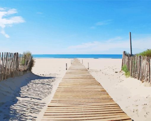 Wooden Walkway To Beach paint by number