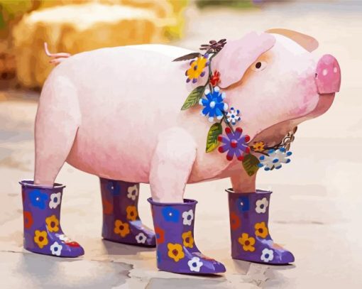 Aesthetic Pig Wearing Boots paint by number