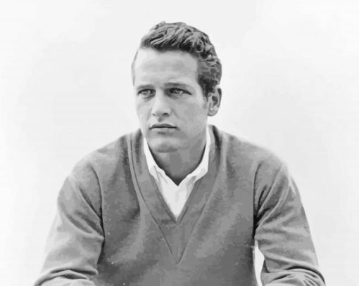 Black And White Paul Newman paint by number