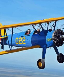 Blue Bi Plane paint by number