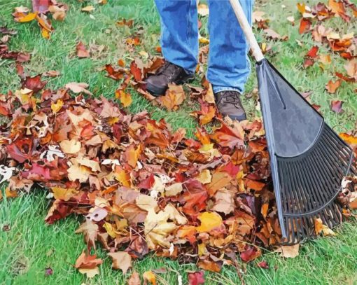 Cool Raking Leaves paint by number