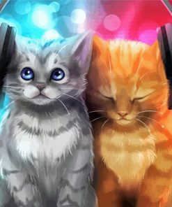 Cute Cats Listening To Music paint by number