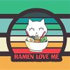 Cute Cat Eating Ramen Art paint by number