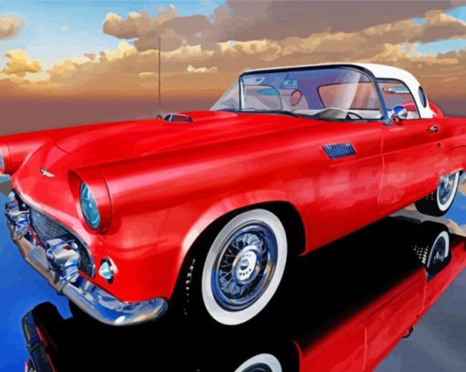 Red Tbird Car paint by number